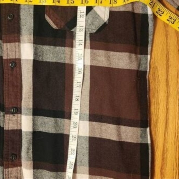 M18 Levi Strauss & Co Burgundy/White Plaid Flannel Shirt W Pockets Long Sleeved - Picture 9 of 10